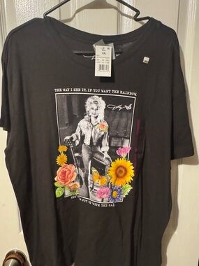Dolly Parton Black Graphic Flower & Butterfly Tee